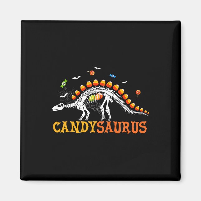 Candysaurus Candy Corn Dinosaur Skelett Frohes Hal Magnet (Vorne)