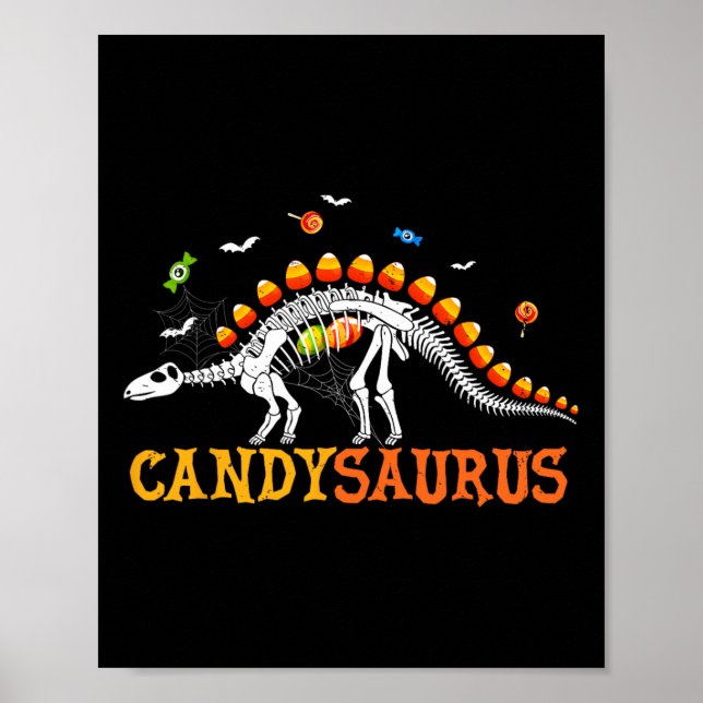 Candysaurus Candy Corn Dinosaur Skelett Frohes Hal Poster (Vorne)