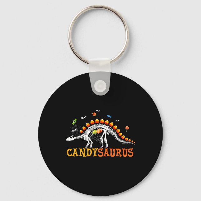 Candysaurus Candy Corn Dinosaur Skelett Frohes Hal Schlüsselanhänger (Vorderseite)