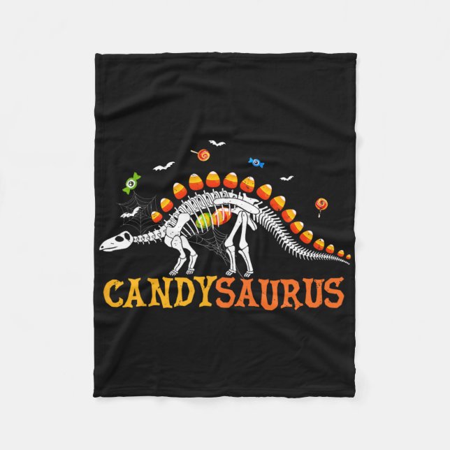 Candysaurus Candy Corn Dinosaur Skelett Glückliche Fleecedecke (Vorderseite)