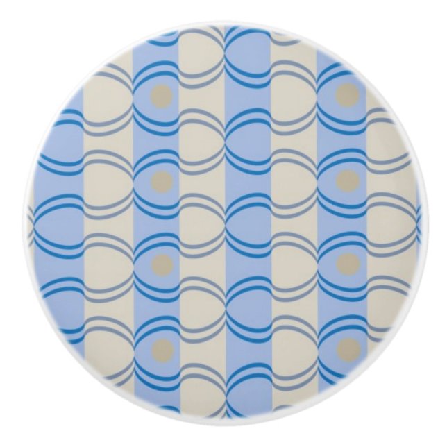 Candystripe Blau auf lagertan Keramikknauf (Vorderseite)