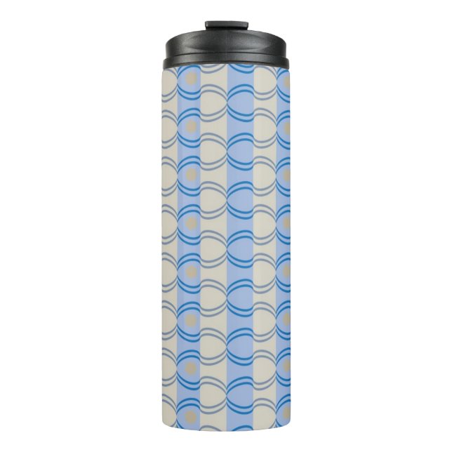 Candystripe Blau auf lagertan Thermosbecher (Vorderseite)
