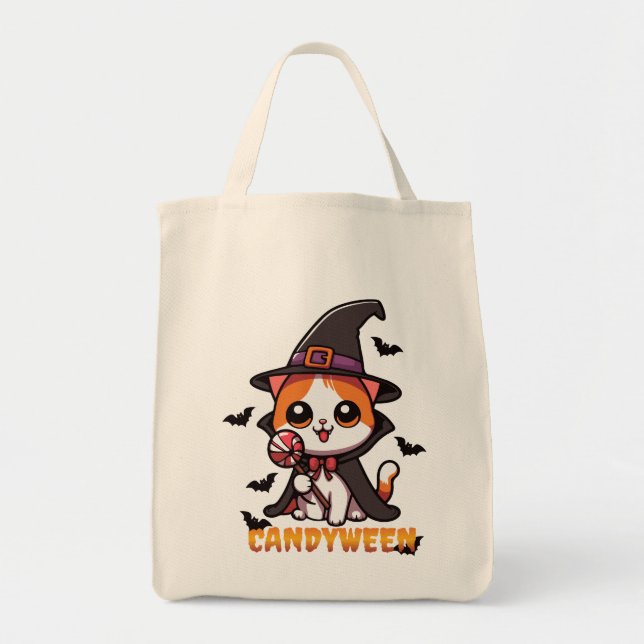 candyween - cat Hexenhalloween Tragetasche (Vorne)