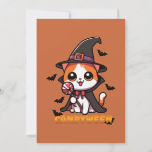 candyween - Halloween Hexe Katze Einladung