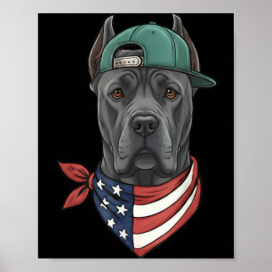 Cane Corso AAAmerican Flagge Hund - Patriotischer Poster