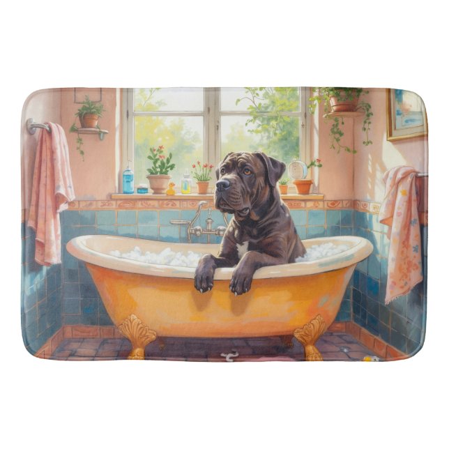 Cane Corso Badezeit Starkes Badezimmer Dekor Badematte (Vorderseite)
