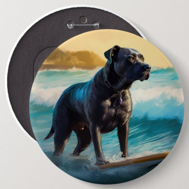 Cane Corso Beach Surfgrafik Button (Vorne & Hinten)