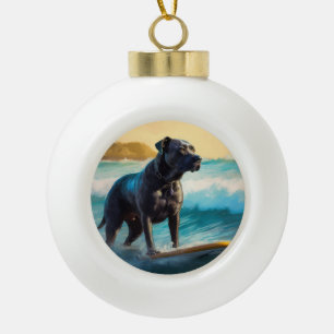 Cane Corso Beach Surfgrafik Keramik Kugel-Ornament