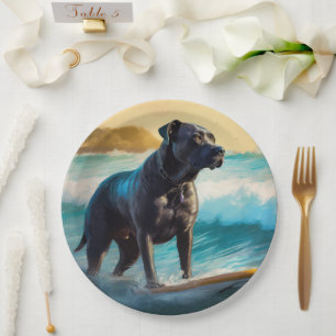 Cane Corso Beach Surfgrafik Pappteller