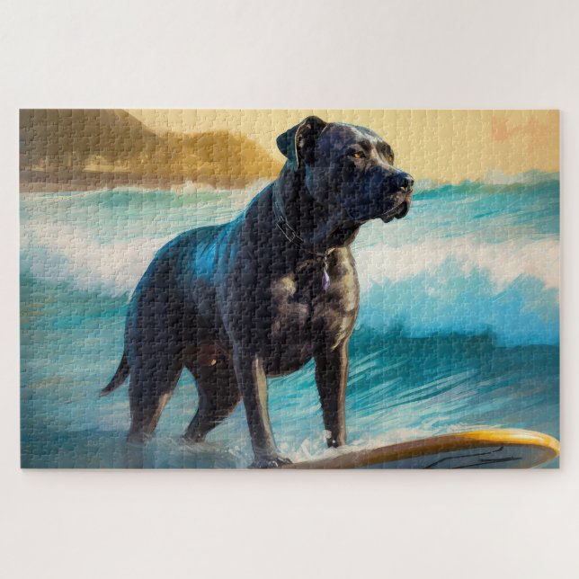 Cane Corso Beach Surfgrafik Puzzle (Horizontal)