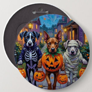Cane Corso beim Süßigkeiten-Sammeln in Halloween-K Button