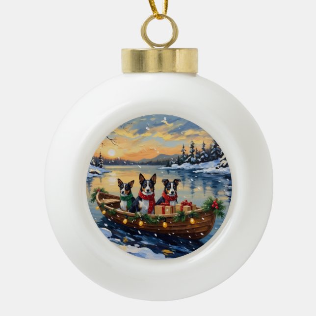 Cane Corso Christmas Boat Holiday Keramik Kugel-Ornament (Vorderseite)