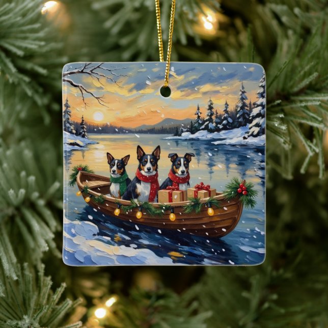 Cane Corso Christmas Boat Holiday Keramikornament (Baum)