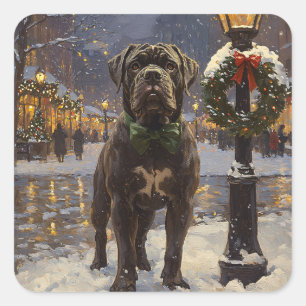 Cane Corso Christmas Quadratischer Aufkleber