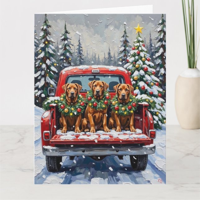 Cane Corso Christmas Red Truck Holiday Karte (Vorderseite)