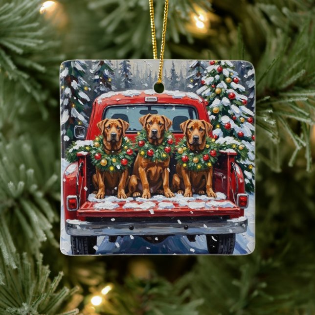 Cane Corso Christmas Red Truck Holiday Keramikornament (Baum)