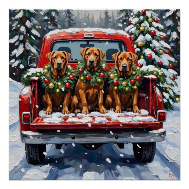 Cane Corso Christmas Red Truck Holiday Poster (Vorderseite)