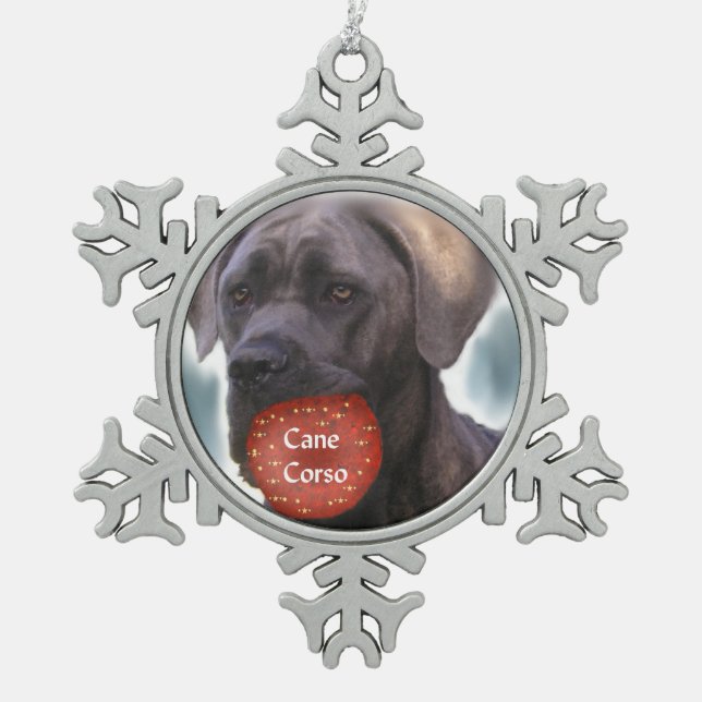 Cane Corso Christmas Schneeflocken Zinn-Ornament (Vorderseite)
