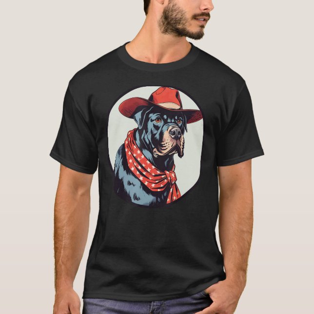 Cane Corso Cowboy Lustiger Hund Wilder Westen T-Shirt (Vorderseite)