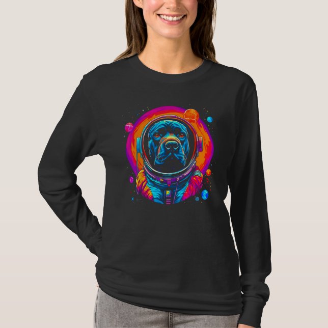 Cane Corso Dog Astronaut in Space T-Shirt (Vorderseite)