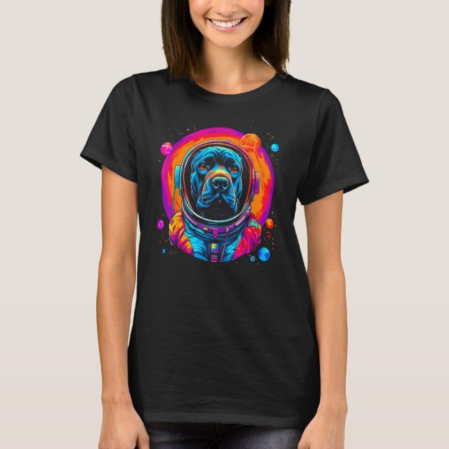 Cane Corso Dog Astronaut in Space T-Shirt (Vorderseite)
