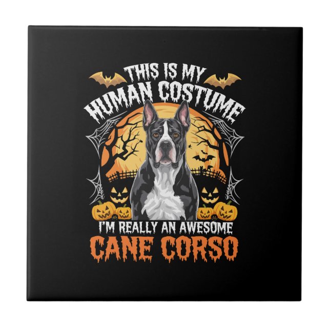 Cane Corso Dog Awesome Costume Halloween Fliese (Vorderseite)