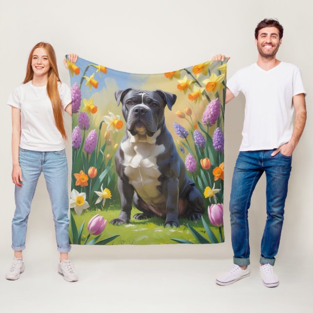 Cane Corso Dog Frühlingsblumen Malerei Fleecedecke (Beispiel)