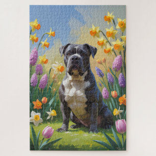 Cane Corso Dog Frühlingsblumen Malerei Puzzle