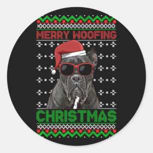 Cane Corso Dog Funny Merry Woofing Weihnachten Runder Aufkleber
