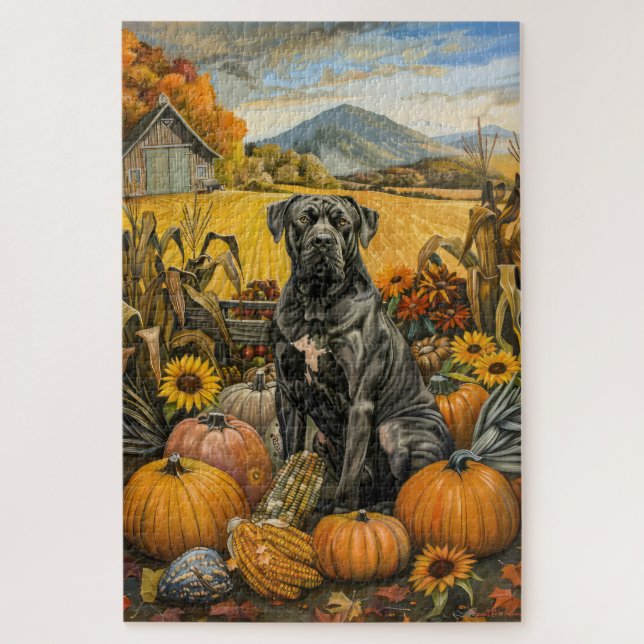 Cane Corso Dog Herbsternte Erntedank Puzzle (Vertikal)
