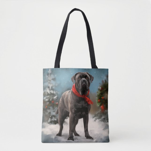 Cane Corso Dog im Schnee Weihnachten (Vorderseite)
