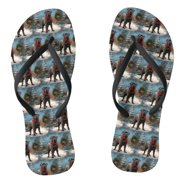 Cane Corso Dog im Schnee Weihnachten Flip Flops (Fußbett)