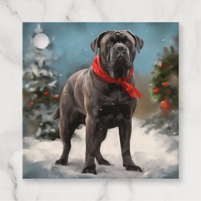 Cane Corso Dog im Schnee Weihnachten Geschenkanhänger (Vorderseite)
