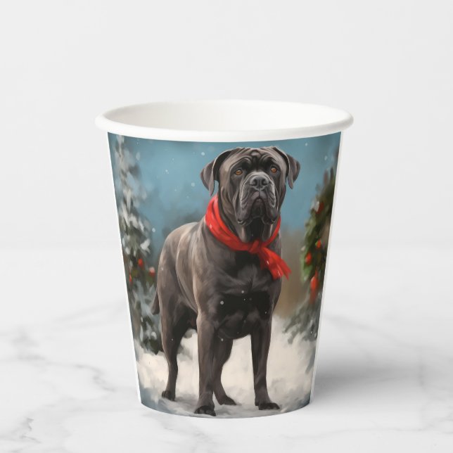 Cane Corso Dog im Schnee Weihnachten Pappbecher (Vorderseite)