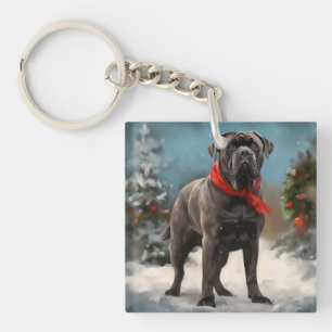 Cane Corso Dog im Schnee Weihnachten Schlüsselanhänger