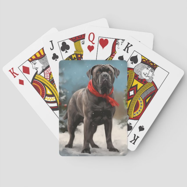 Cane Corso Dog im Schnee Weihnachten Spielkarten (Rückseite)