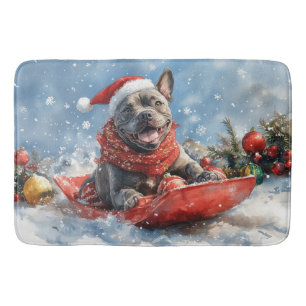 Cane Corso Dog in Sledge Let it Schnee Weihnachten Badematte