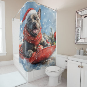 Cane Corso Dog in Sledge Let it Schnee Weihnachten Duschvorhang