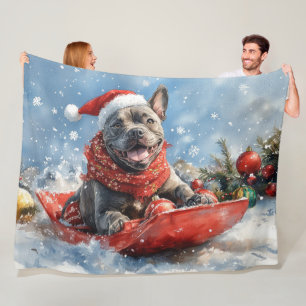 Cane Corso Dog in Sledge Let it Schnee Weihnachten Fleecedecke