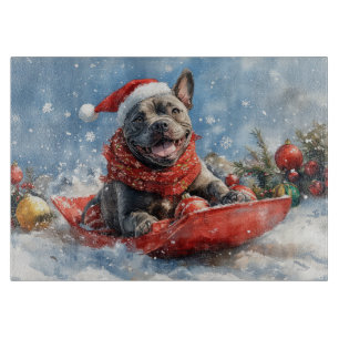 Cane Corso Dog in Sledge Let it Schnee Weihnachten Schneidebrett