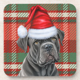 Cane Corso Dog mit Kariertem Weihnachtsfest Getränkeuntersetzer