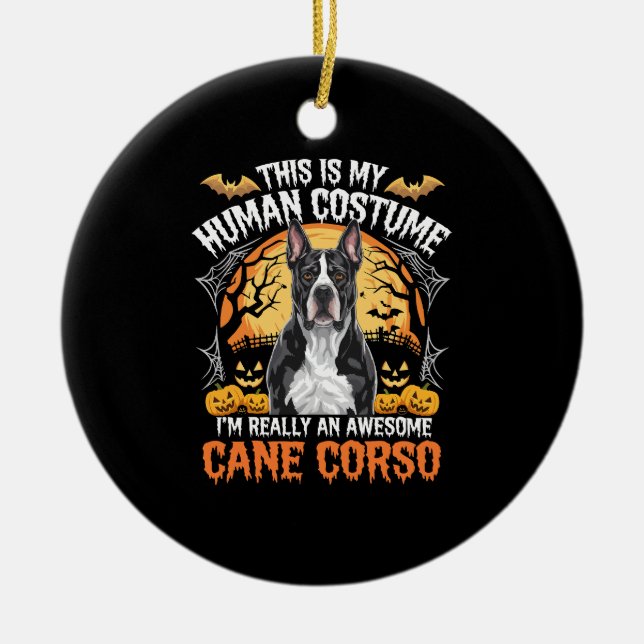 Cane Corso Dog Phantastisches Kostüm Halloween Keramik Ornament (Vorne)
