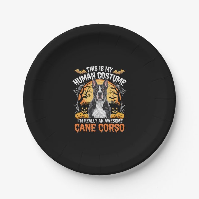 Cane Corso Dog Phantastisches Kostüm Halloween Pappteller (Vorderseite)
