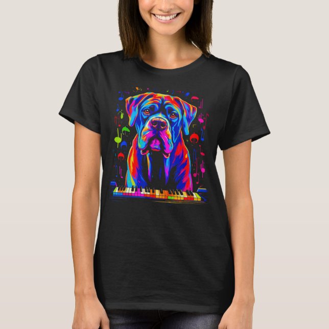 Cane Corso Dog Pianist T-Shirt (Vorderseite)