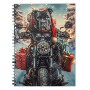 Cane Corso Dog Riding Motorrad Weihnachten Notizblock