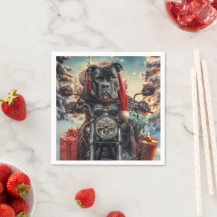 Cane Corso Dog Riding Motorrad Weihnachten Serviette