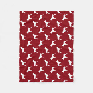 Cane Corso Dog Silhouetten Muster Rot und Weiß Fleecedecke