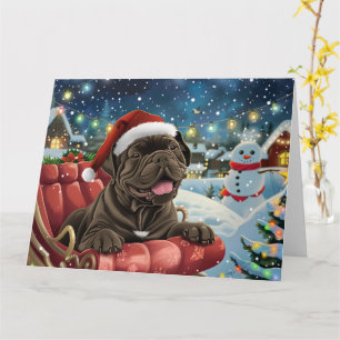 Cane Corso Dog Sleigh Snow Weihnachten Karte