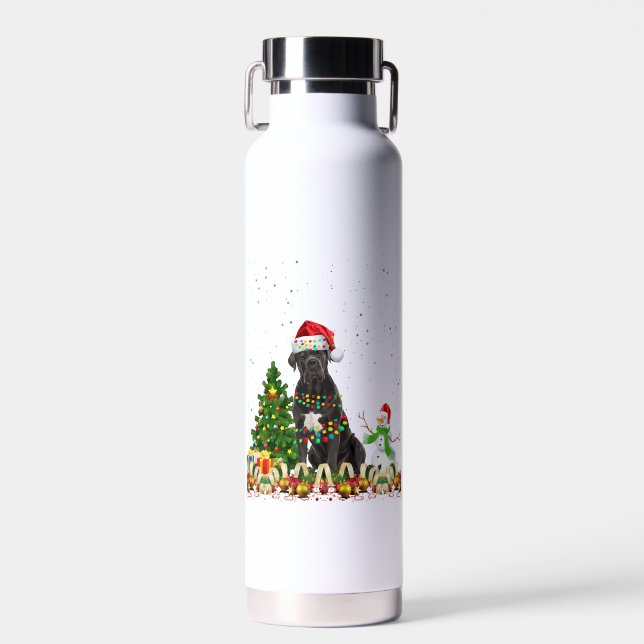 Cane Corso Dog Weihnachtsmannmütze Weihnachtsbaum Trinkflasche (Vorne)