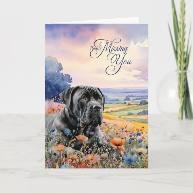 Cane Corso Dog Wildflowers Scenic Vista Miss You Karte (Vorderseite)